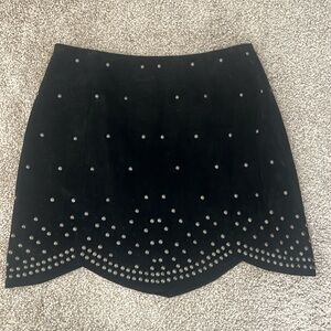 NWOT Free People Black Suede Skirt with Metal Detail